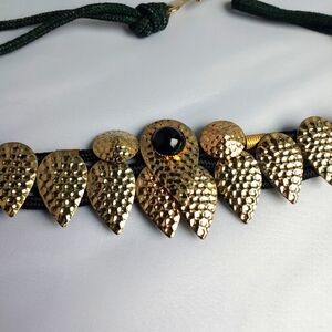 Vintage Statement Belt Gold Tone Metal Black Rope Cosplay Goth  42" 2XL